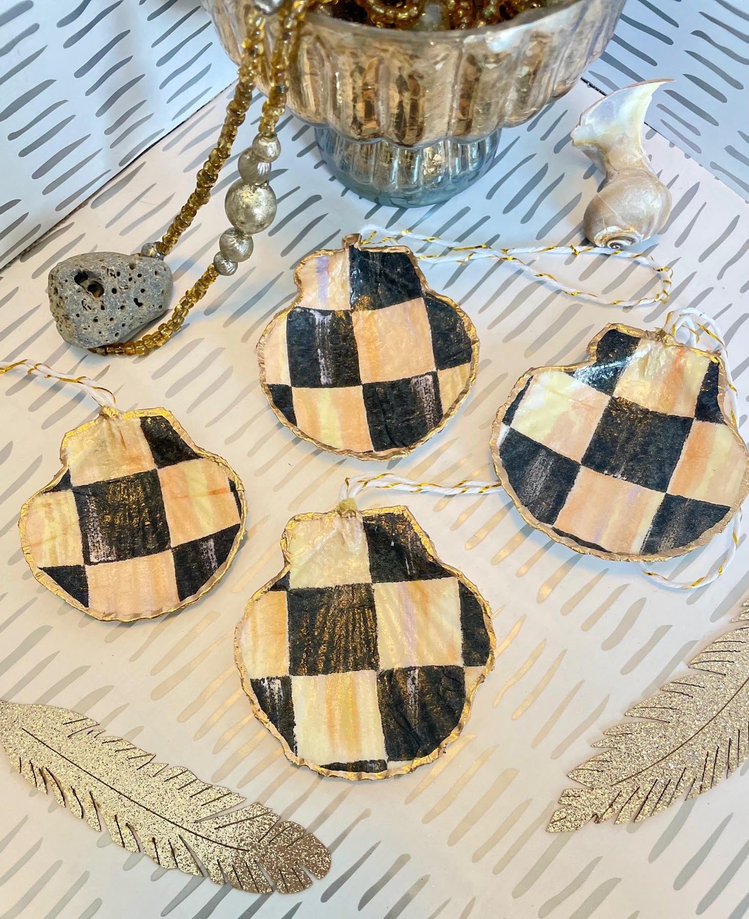 Decoupage Shell Ornaments