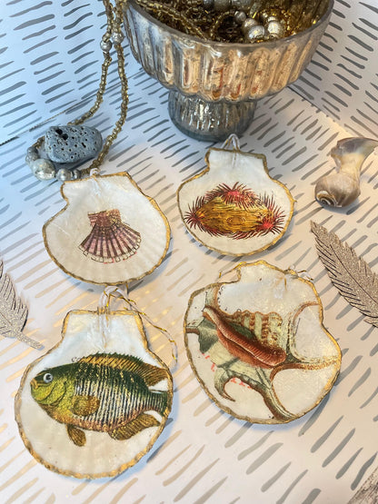 Découpage Shell Ornaments