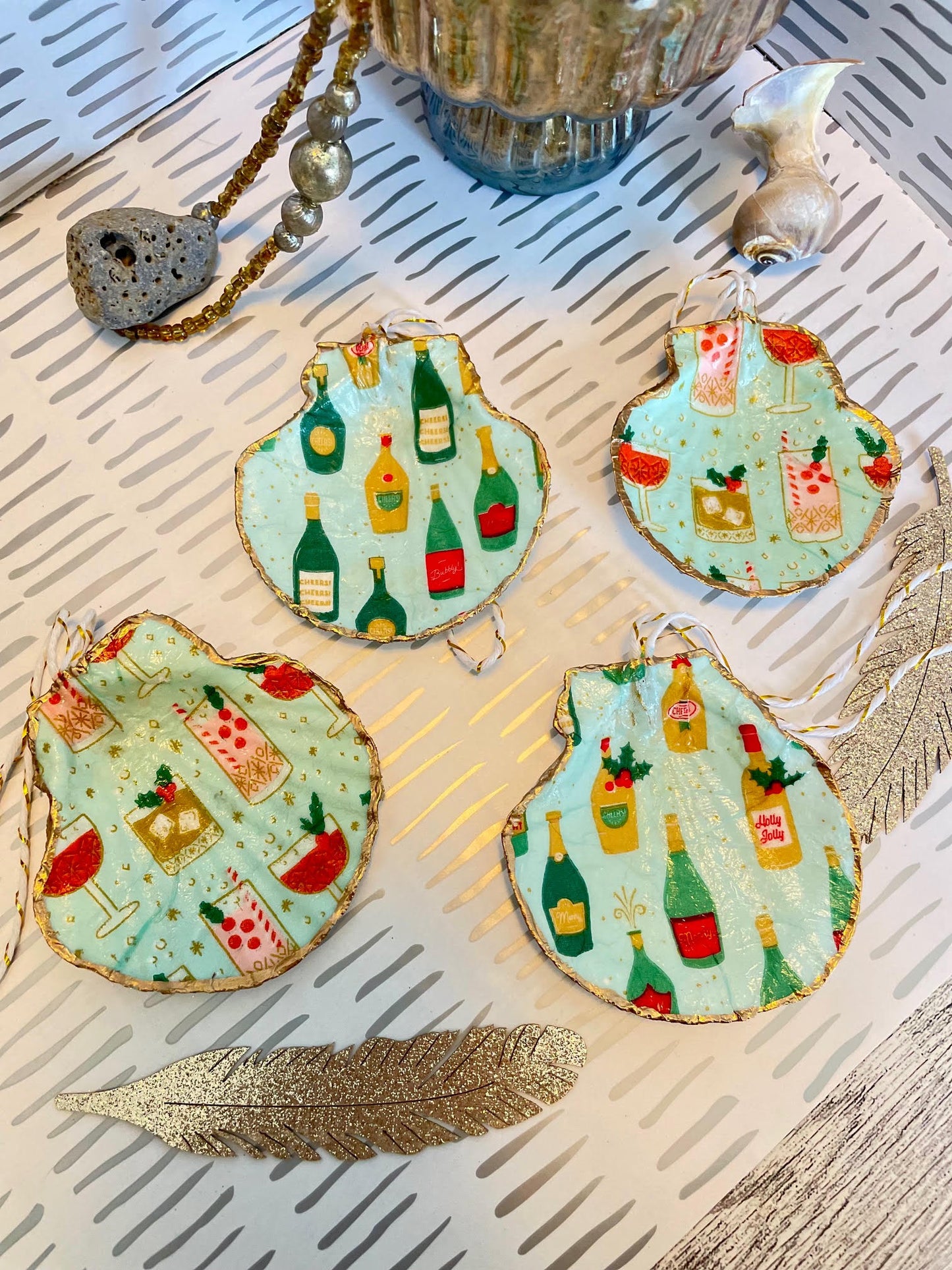 Découpage Shell Ornaments