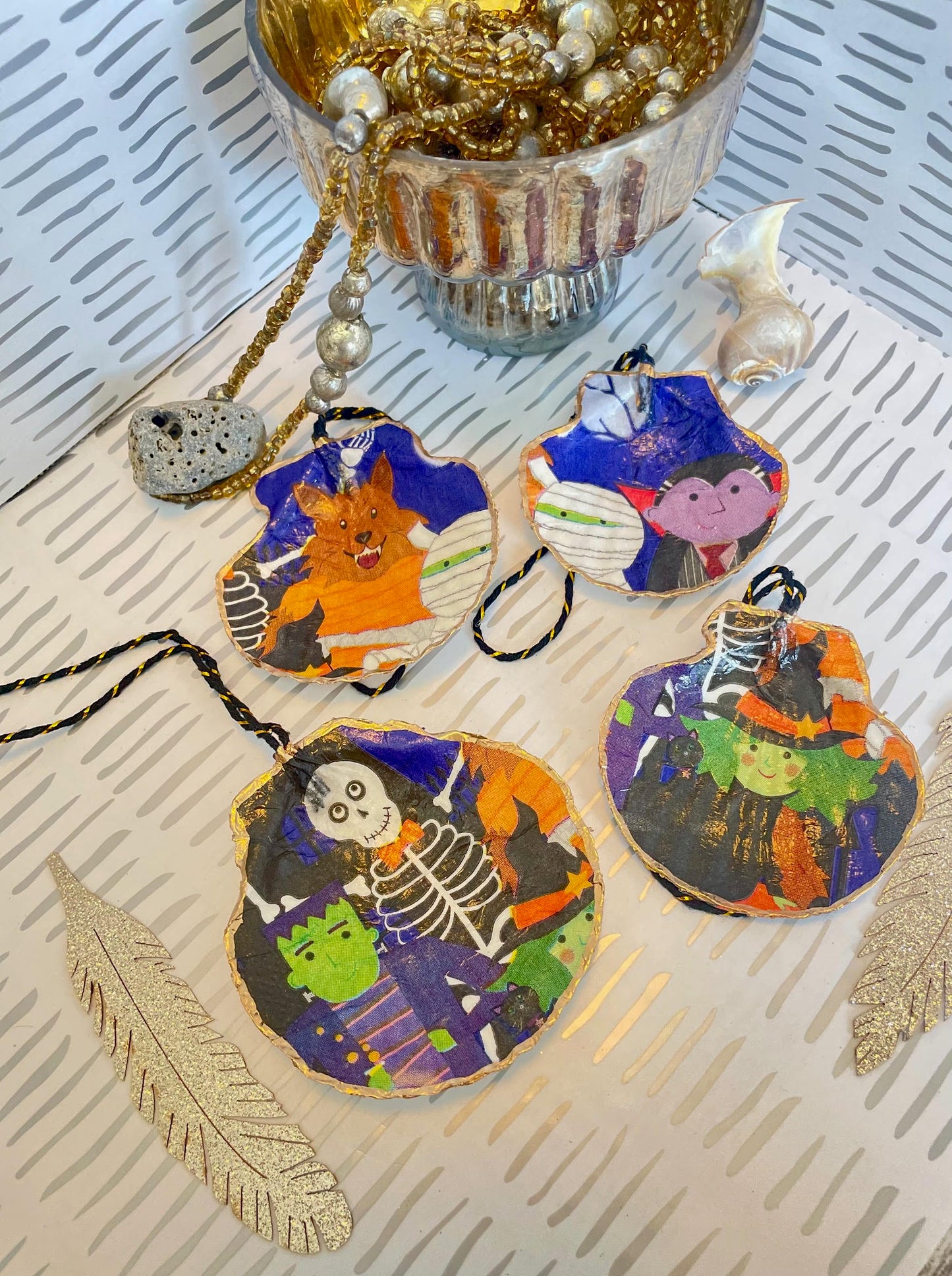 Découpage Shell Ornaments