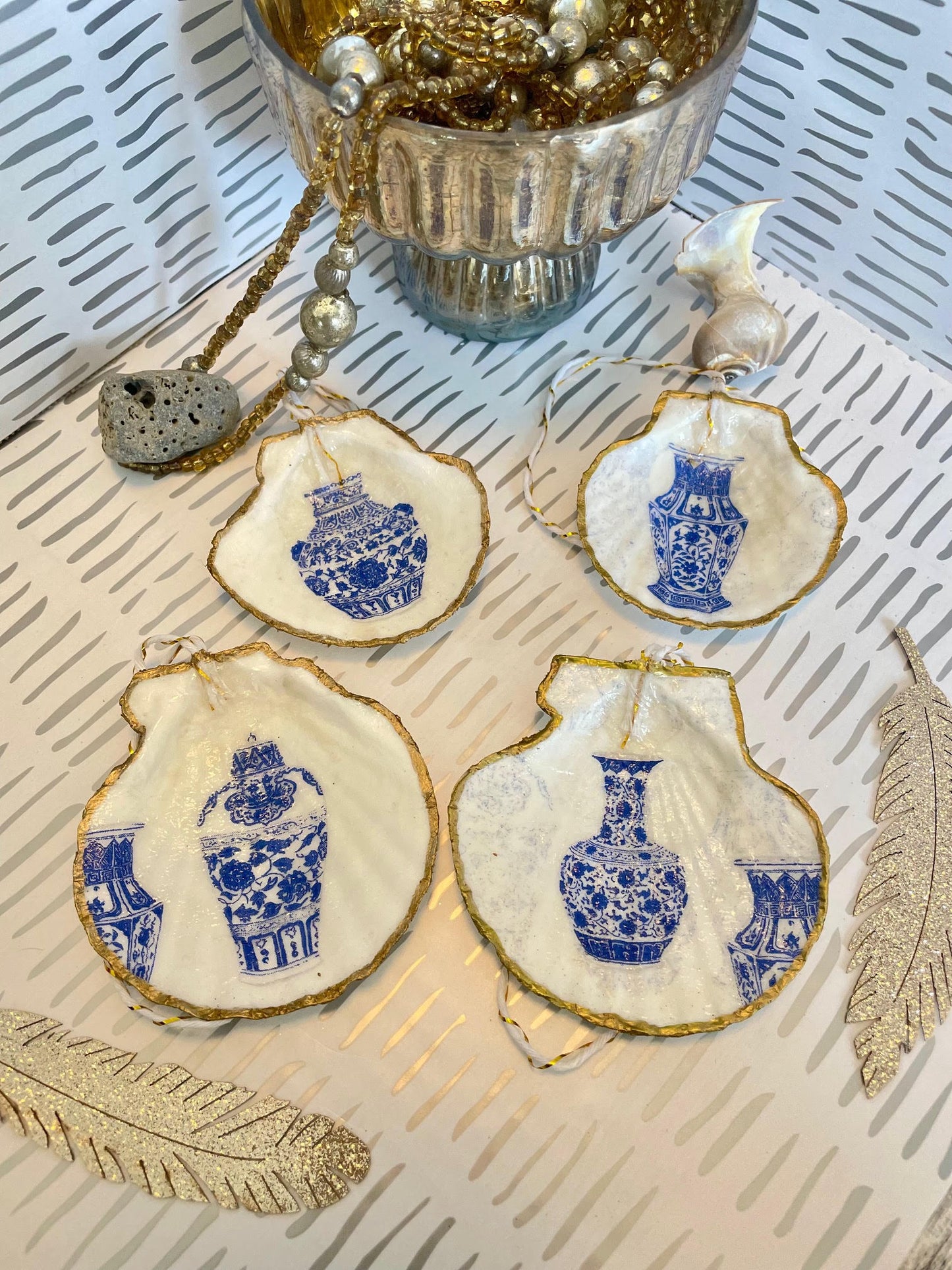 Découpage Shell Ornaments